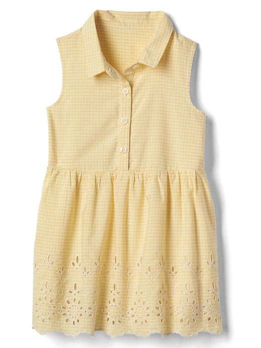 Gap Gingham Sleeveless Eyelet Dress - Yellow Frosting