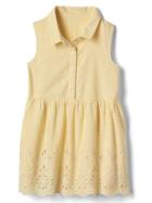 Gap Gingham Sleeveless Eyelet Dress - Yellow Frosting