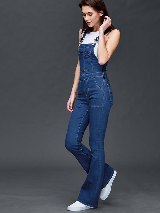 Gap Women 1969 Denim Flare Overalls - Dark Indigo