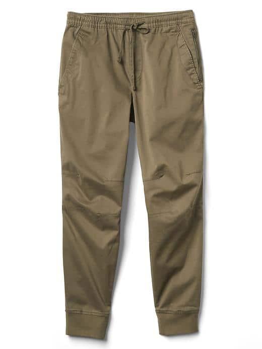 Gap Men Satin Moto Joggers - Olive