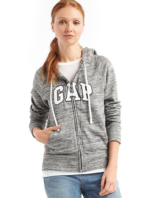 Gap Women Felt Logo Zip Hoodie - Space Dye Grey Marl