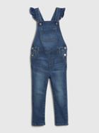 Toddler Denim Ruffle Skinny Overalls With Washwell3