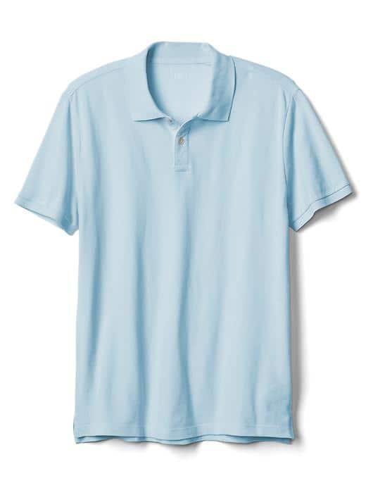 Gap Men Solid Pique Polo - Essential Blue