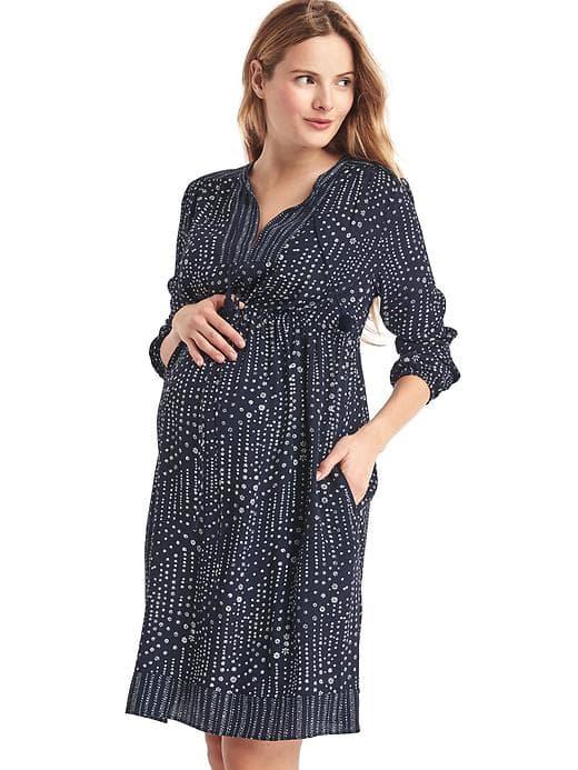 Gap Women Drapey Print Tassel Dress - True Indigo