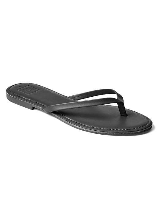 Gap Women Leather Flip Flops - Black