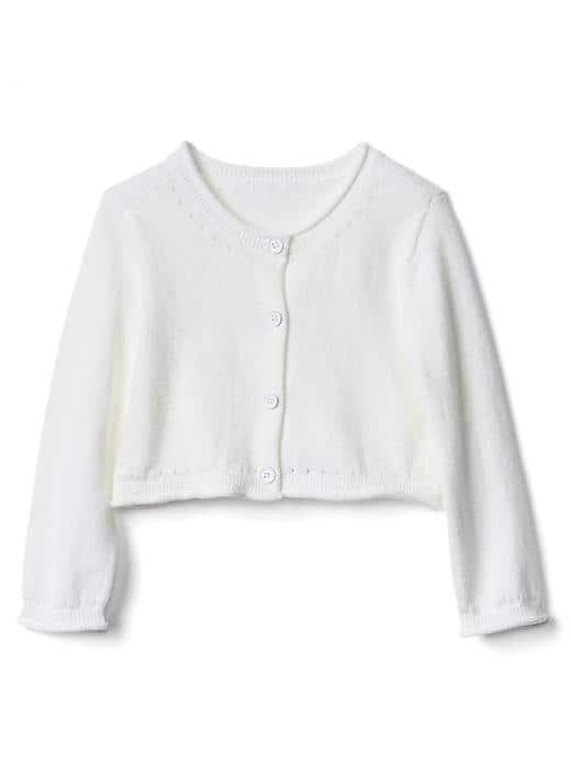 Gap Button Crew Cardigan - Optic White