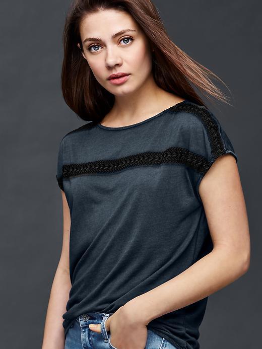 Gap Cap Sleeve Embroidered Top - True Black
