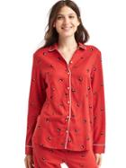 Gap Women Flannel Long Sleeve Sleep Shirt - Scott Dog Holly Berry