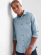 Gap Men Oxford Garment Dye Standard Fit Shirt - China Blue