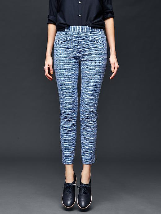 Gap Women Bi Stretch Skinny Ankle Pants - Blue Print