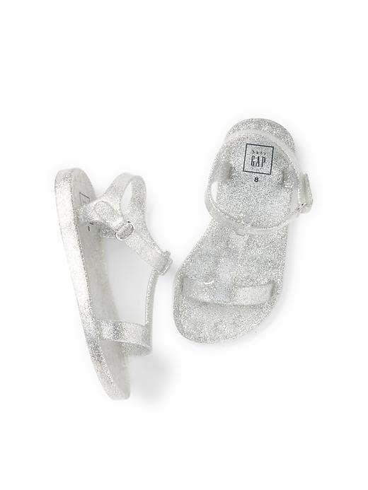 Gap Glitter T Strap Sandals - Silver