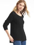 Gap Women Chunky Open Neck Sweater - True Black