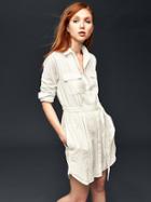 Gap Women Long Sleeve Textured Shirtdress - New Off White