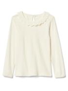 Gap Crochet Collar Ribbed Top - Ivory Frost
