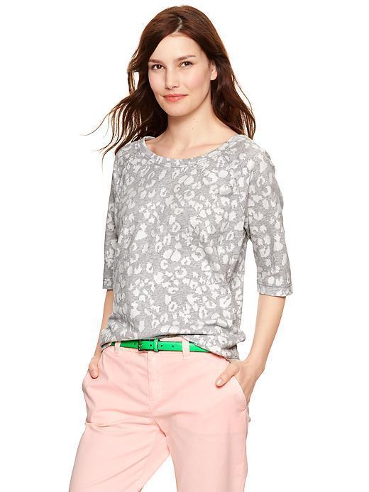Gap Leopard Print Raglan Sweatshirt - Heather Gray