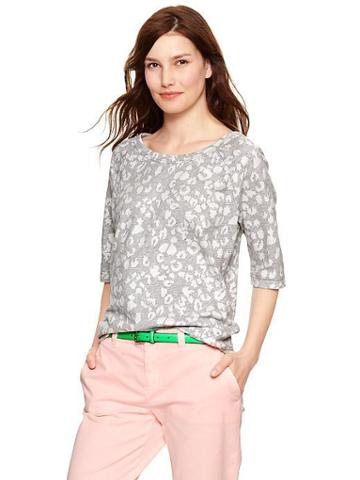 Gap Leopard Print Raglan Sweatshirt - Heather Gray