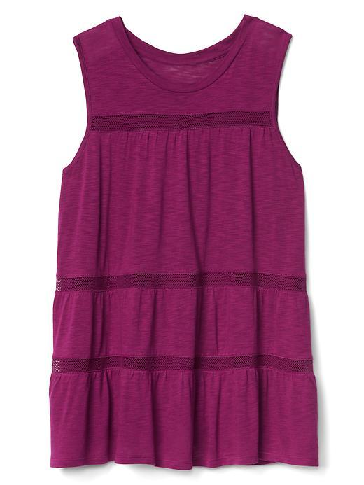 Gap Women Mesh Trim Shirred Tank - Acai Berry