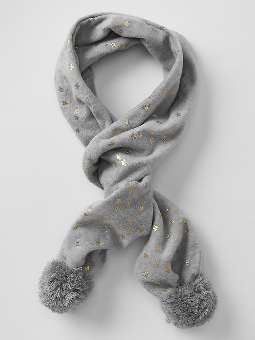 Gap Pro Fleece Gold Star Pom Pom Scarf - Heather Grey