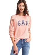 Gap Women French Terry Floral Logo Pullover - Satiny Pink
