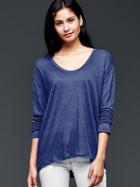 Gap Women Linen Scoop Neck Tee - Night Sky