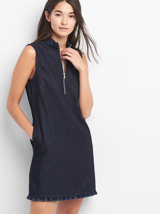 Gap Denim Zip Mockneck Dress - Dark Indigo