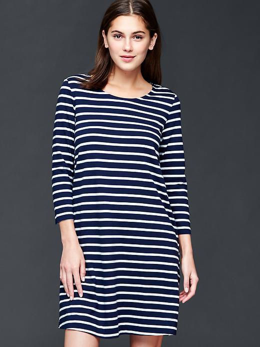 Gap Women Stripe T Shirt Dress - Navy Stripe