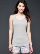 Gap Women Lace Trim Ribbed Tank - White Heather