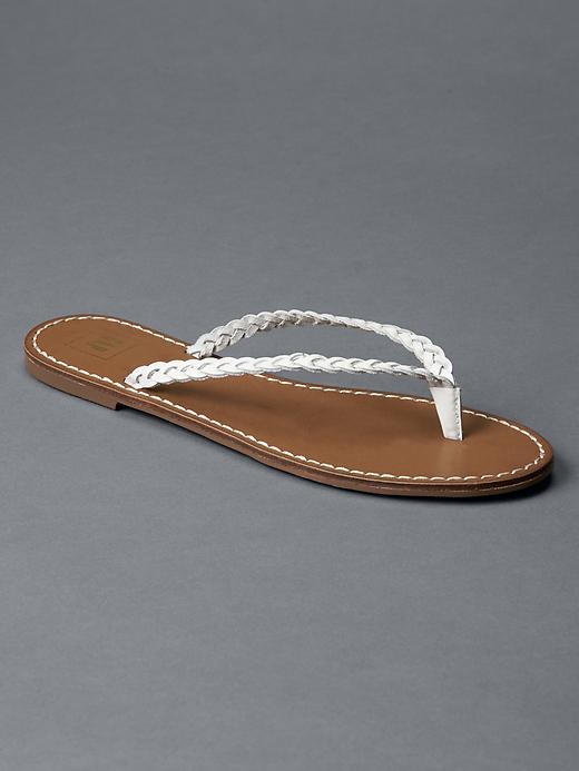 Gap Women Braid Leather Flip Flops - White