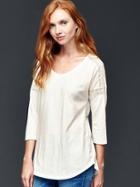 Gap Women Lace Trim Scoopneck Top - Snow Cap