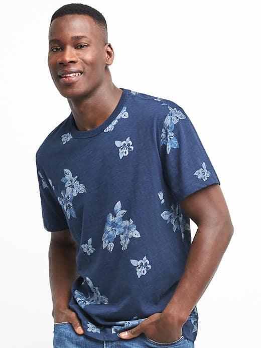 Gap Men Hibiscus Short Sleeve Tee - Tapestry Navy