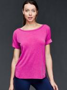 Gap Women Gapfit Breathe Roll Sleeve Tee - Electric Fuchsia