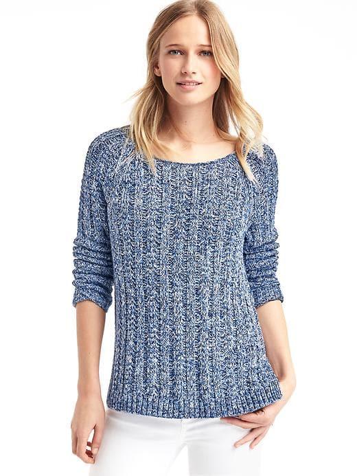 Gap Women Chunky Open Neck Sweater - Navy Marl