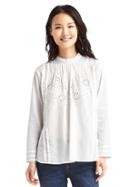 Gap Women Eyelet Victorian Top - White