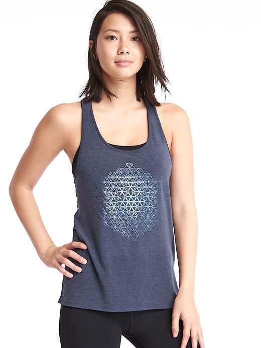 Gap Women Gapfit Breathe Print Racerback Tank - True Indigo