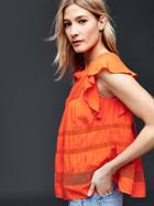 Gap Women Pintuck Mix Mesh Top - Blaze