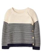 Gap Stripe Garter Button Sweater - Dark Night