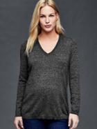 Gap Linen V Neck Sweater - True Black