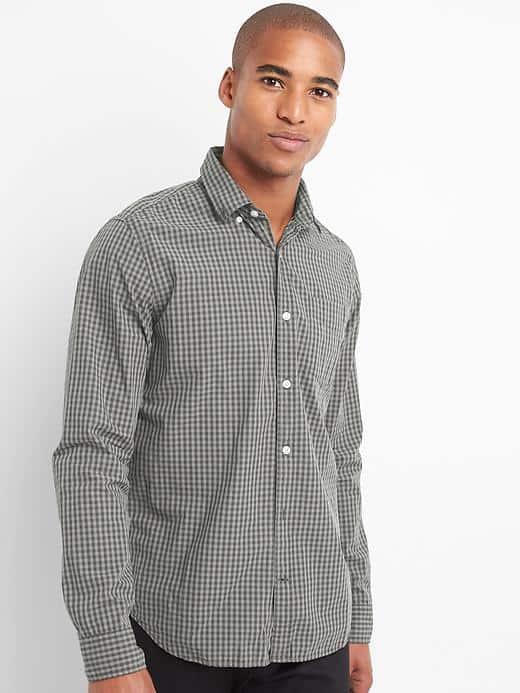 Gap Men Poplin Plaid Slim Fit Shirt - Pilot Grey