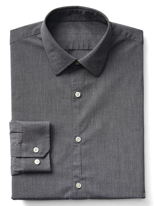 Gap Men Stretch Poplin Slim Fit Shirt - Black Chambray
