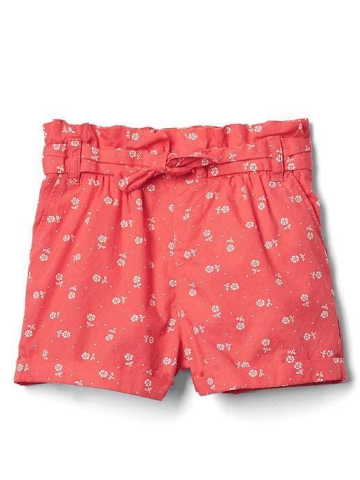 Gap Floral Ruffle Tie Belt Shorts - Red Flower