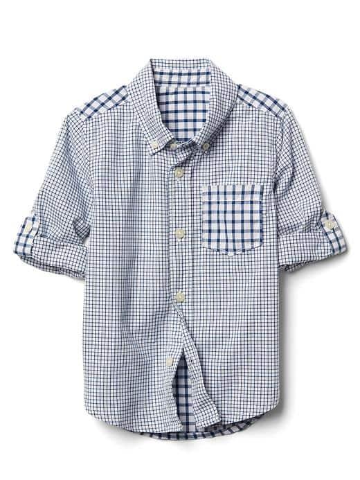 Gap Mix Gingham Convertible Shirt - New Zephyr Blue