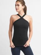 Gap Women Gapfit Halter Neck Shelf Tank - Black