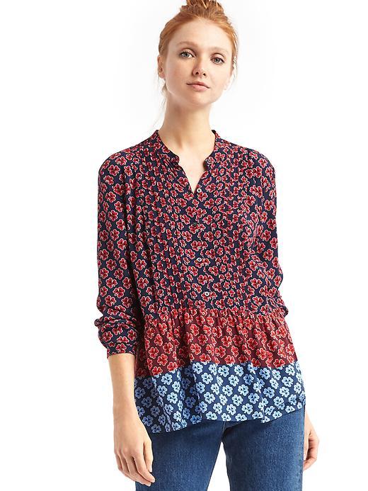 Gap Women Peplum Clover Print Top - Navy Floral