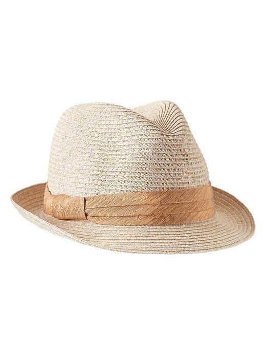 Gap Metallic Banded Straw Fedora - White