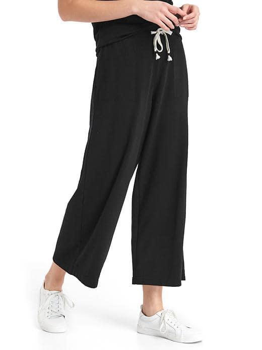 Gap Women French Terry Wide Leg Crop Joggers - True Black
