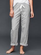 Gap Women Poplin Print Pants - Gray Stripe