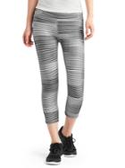 Gap Women Gfast Cross Train Stripe High Rise Capris - Black Grey Stripe