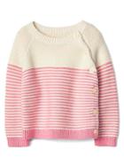 Gap Stripe Garter Button Sweater - Pink Stripe
