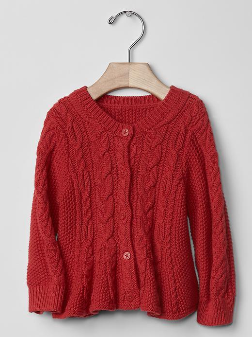 Gap Cable Knit Peplum Cardigan - Modern Red