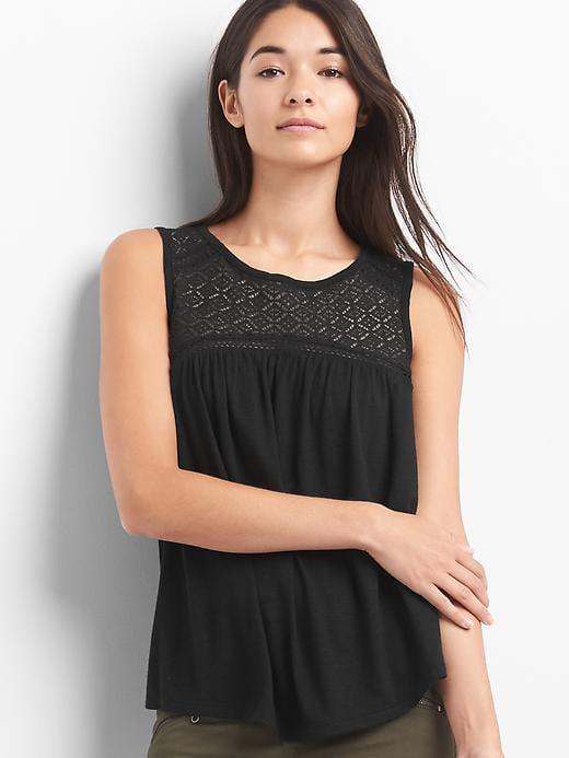 Gap Diamond Crochet Tank - Black